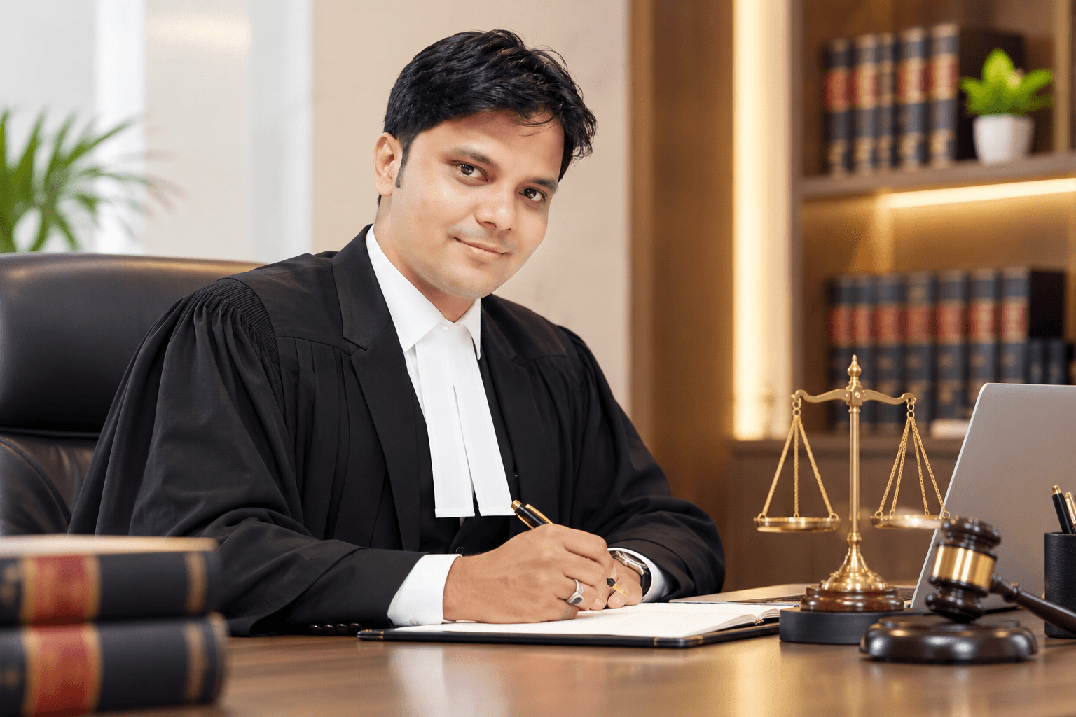 Advocate Parthiv Vyas in a professional legal setting